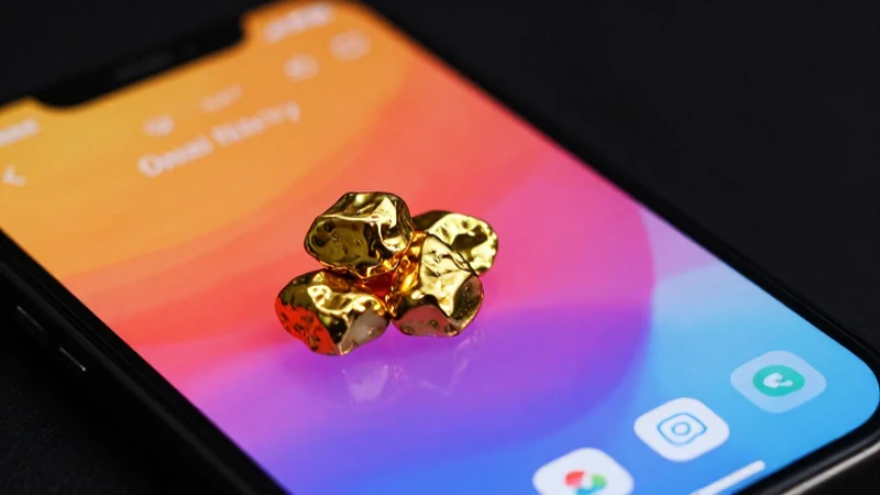 Primer plano dramático: oro y tecnología vibrantes