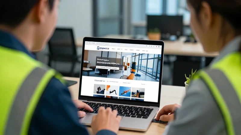 Equipo revisa diseño web en oficina moderna