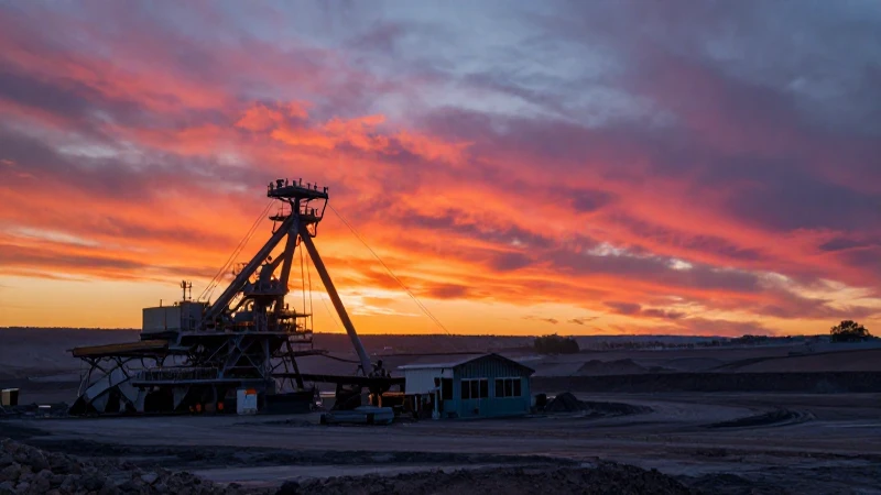 Atardecer dramático ilumina una mina de oro