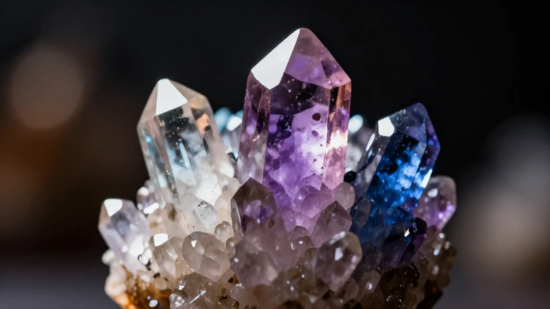 Qué es el cuarzo: Usos, tipos y características en México 2 Cristales de cuarzo destacados con iluminación dramática y fondo borroso