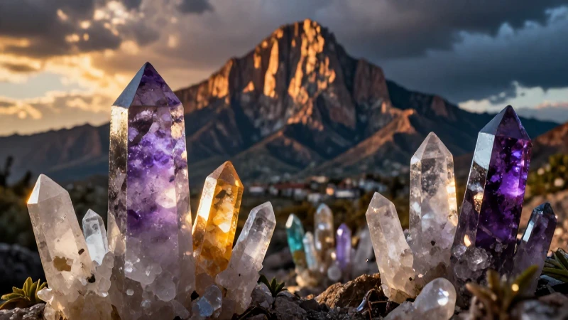 Qué es el cuarzo: Usos, tipos y características en México 6 Cristales vibrantes en paisaje mexicano dramático