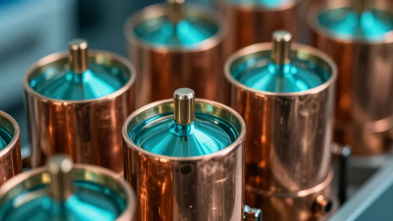 Electrólisis de cobre y níquel: detalle brillante