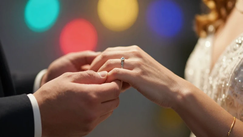 Anillos brillan en manos entrelazadas románticas