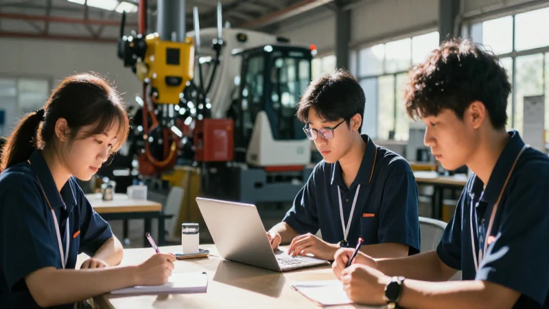 Imagen impactante: minería moderna y estudiantes motivados