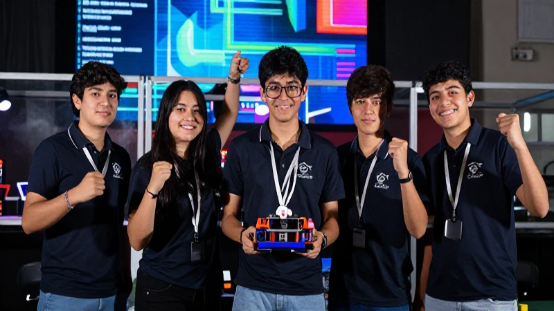 Equipo campeón celebra robótica con dramatismo