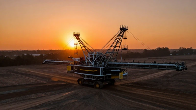 Atractiva minería al atardecer en alta definición