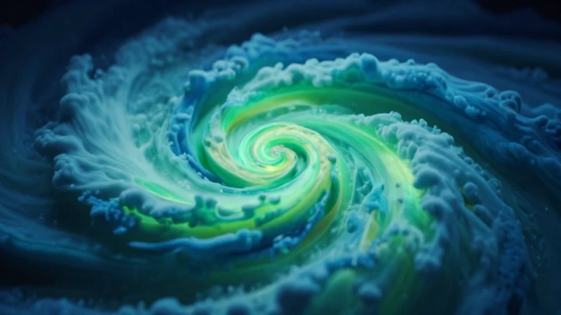 Cianuro de cobre: vórtice azul y verde impactante