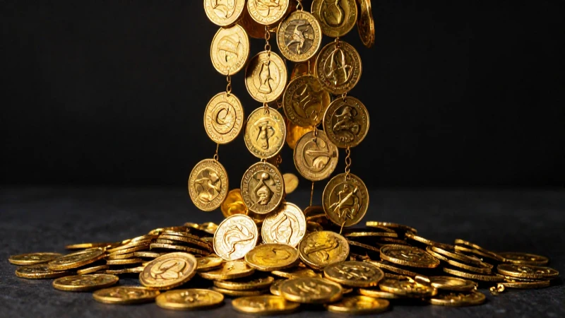 Joyas y monedas antiguas con iluminación dramática