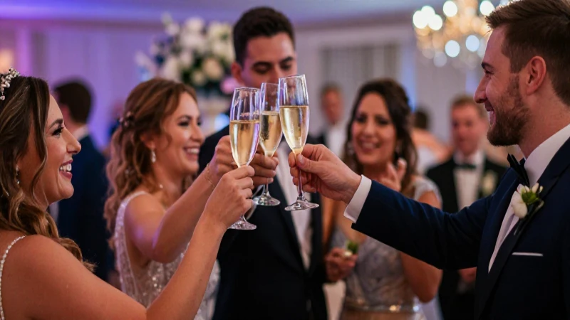75 cosas de boda imprescindibles que no puedes olvidar 42 Celebración nupcial: alegría y elegancia con luz cálida