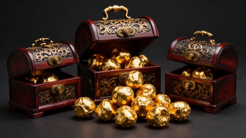 Cajas de madera revelan oro resplandeciente