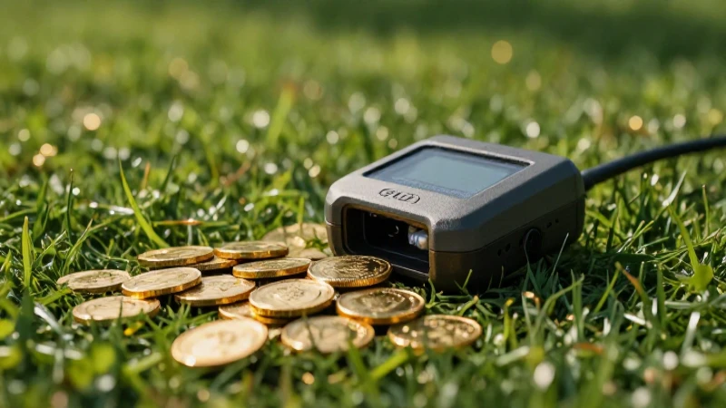 Monedas doradas brillan en campo exuberante