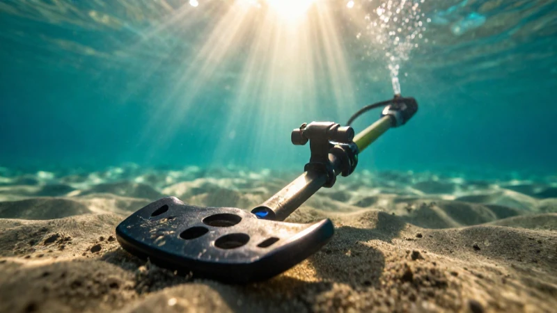 Detector metálico submarino con luz dorada