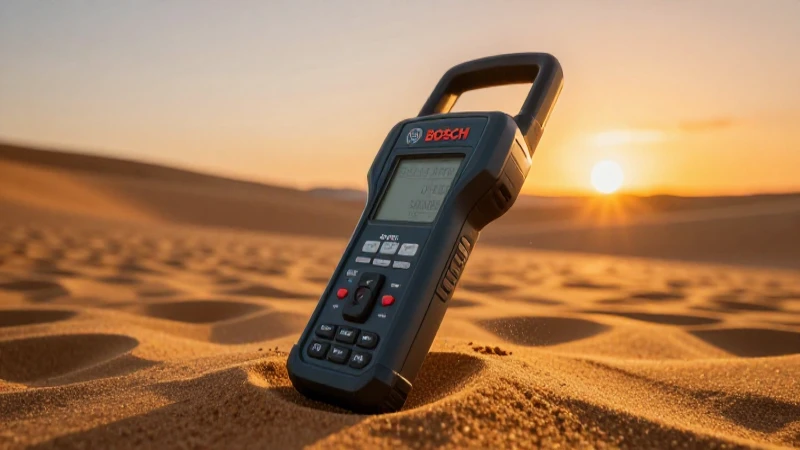 Detector Bosch en arena dorada al atardecer
