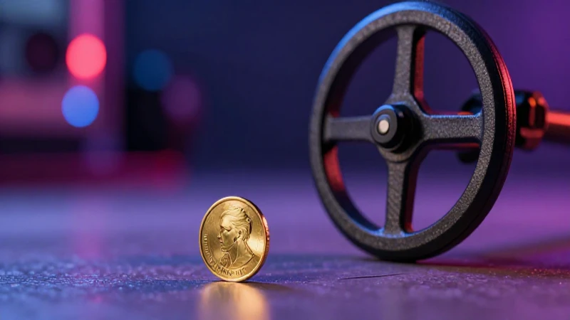 Moneda dorada hallada con luz dramática
