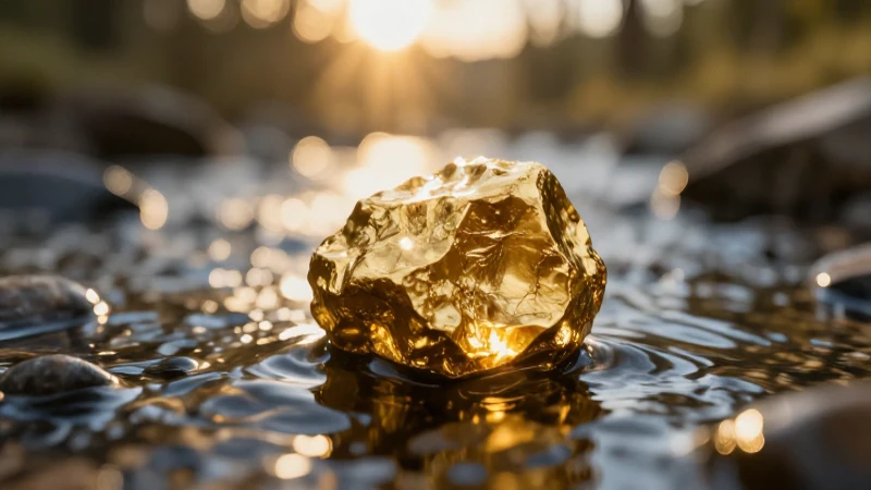 Un oro reluciente en primer plano, dramático