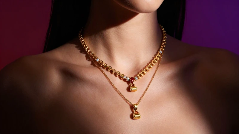 Joyas italianas doradas, retrato elegante y lujoso