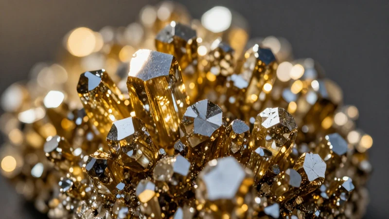 Pirita brillante en primer plano, estilo llamativo