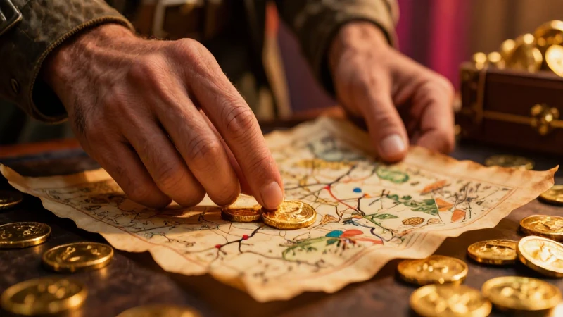 Hallazgo aurífero con mapa antiguo en mano