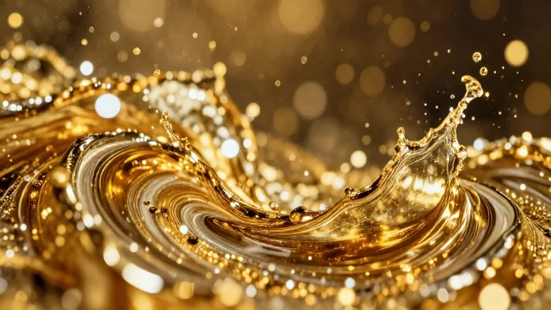 Solvente del oro blanco: aprende cuál es en este artículo 4 Líquido dorado y brillante con detalles macros