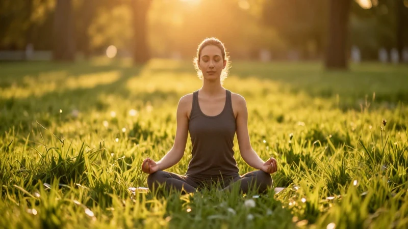Meditación serena en campo dorado y suave