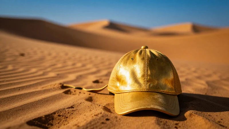 Detector dorado en dunas con luz cinematográfica