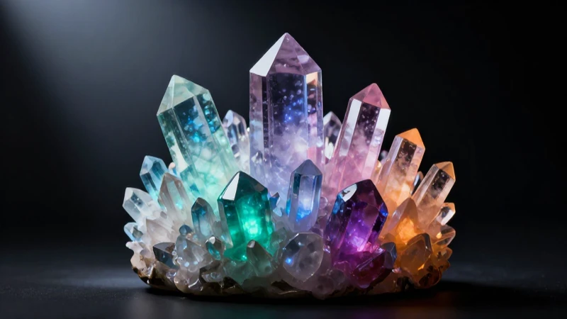 Cristales brillantes en fotografía detallada y dramática