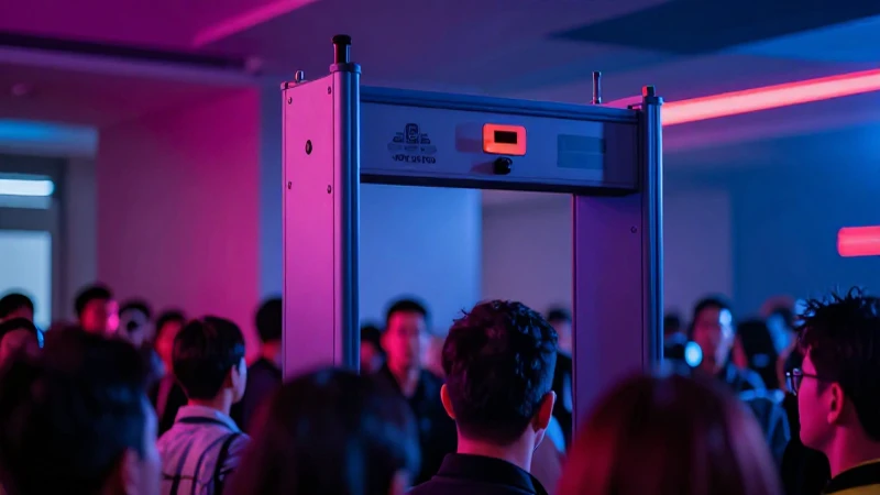 Control de seguridad futurista, iluminación dramática