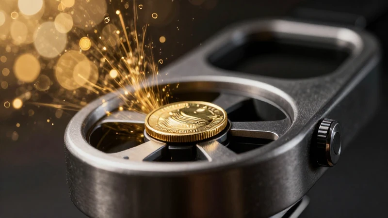 Moneda de oro hallada con luz dramática