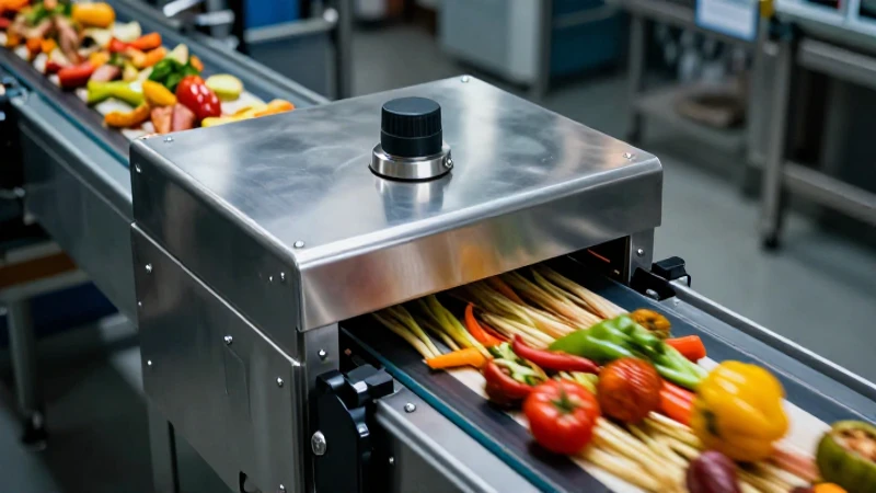 Alimentos en movimiento bajo inspección profesional