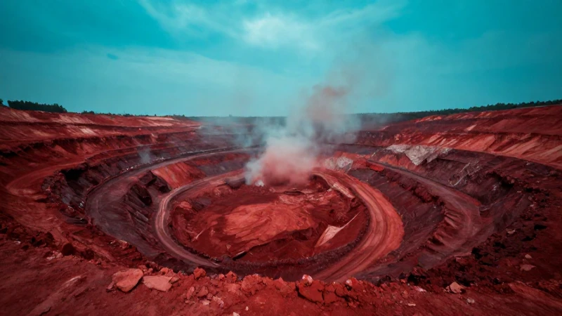 Tierra roja vibrante bajo cielo cíanico
