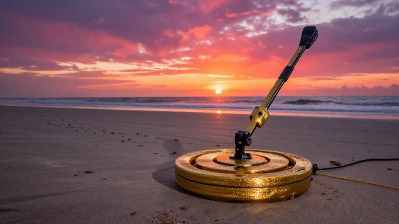 Cuál es la mejor manera de buscar con un detector de metales en la playa 3 Detector de metales en playa al atardecer