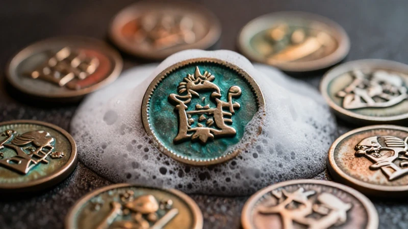 Monedas antiguas resplandecen con rica textura
