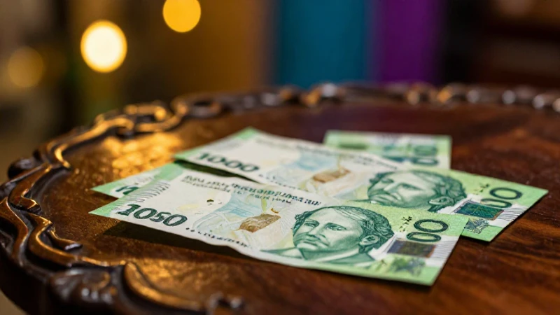 Pesos colombianos sobre mesa, foto artística vibrante