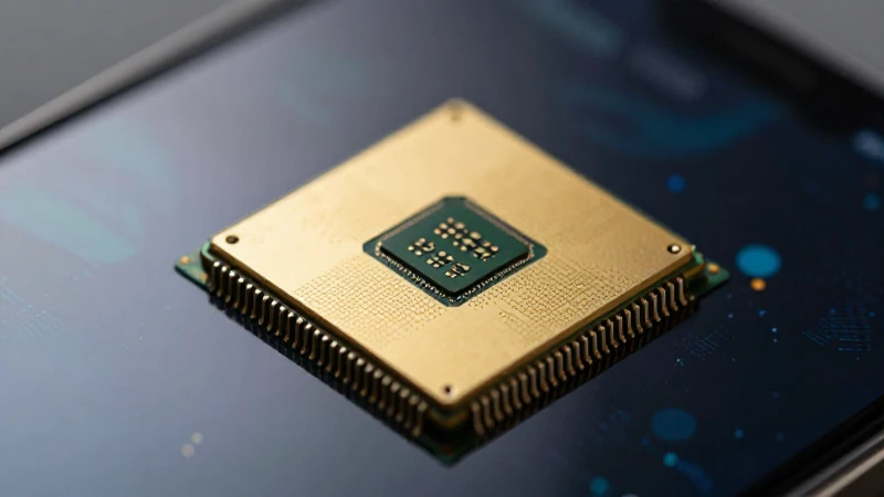 Microchip dorado destaca con iluminación cinematográfica