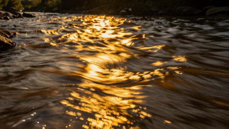 Reflejo dorado en río, busca oro
