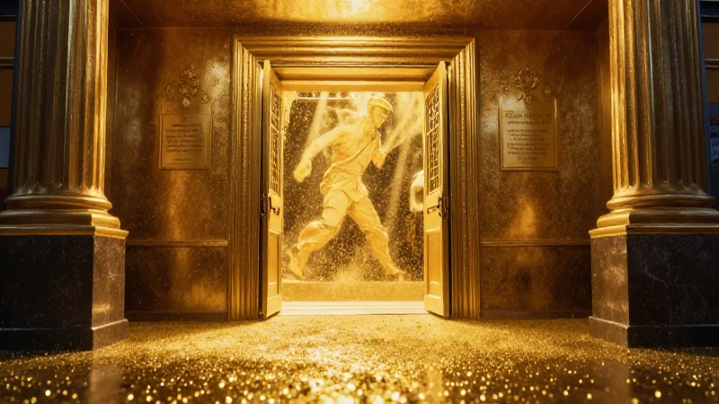Entrada minera dorada: visualmente impactante e invitante