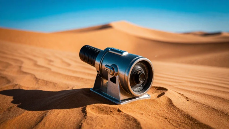Metal detector en desierto: fotografía cinematográfica cálida
