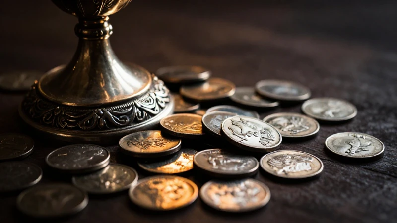Monedas antiguas en entorno rico y cinematográfico