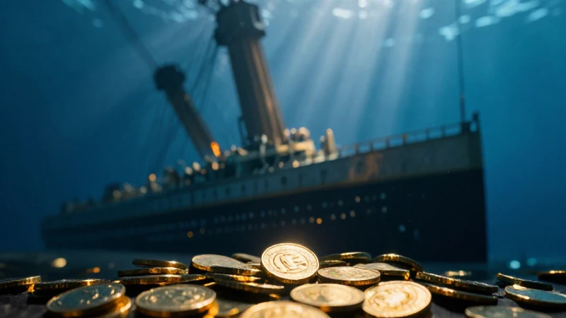 Escombros del Titanic con monedas doradas