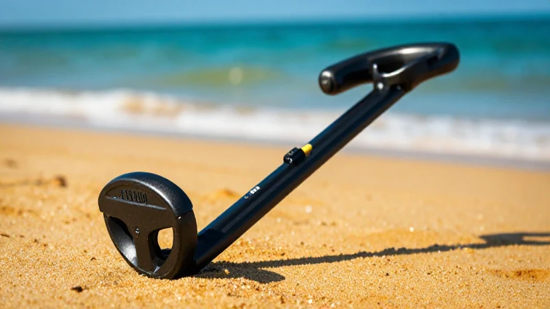 Fotografía profesional con metal detector en playa