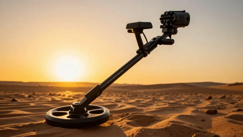 Detectar oro en el desierto al atardecer