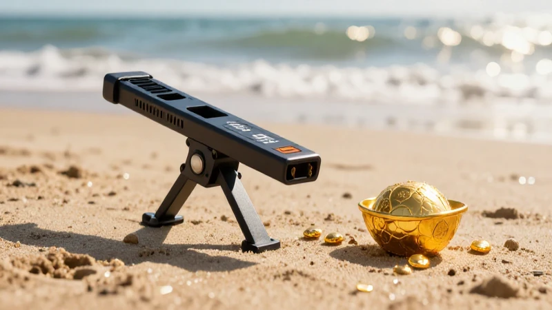 Detecta oro en una playa soleada