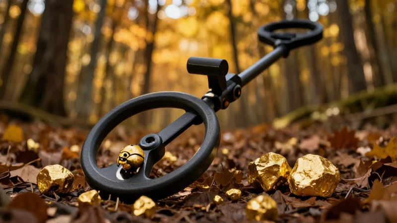 Detecta pepitas doradas en bosque otoñal
