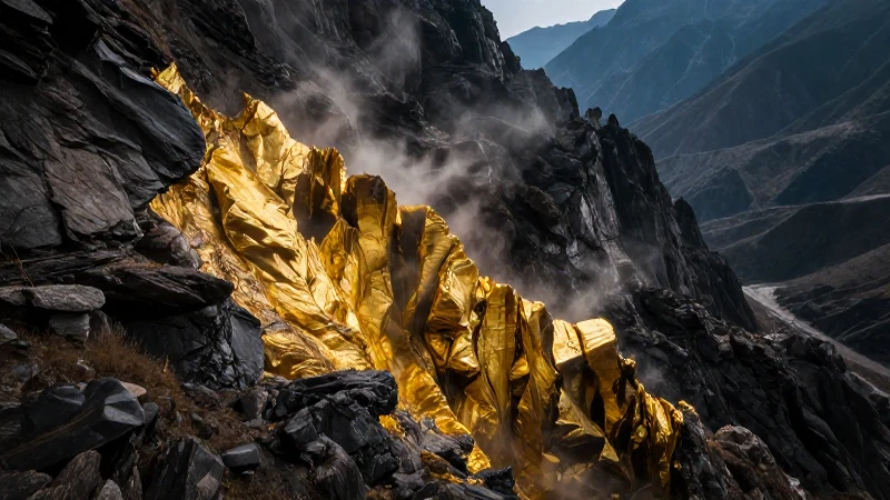 Vena dorada en montaña dramática e intensa