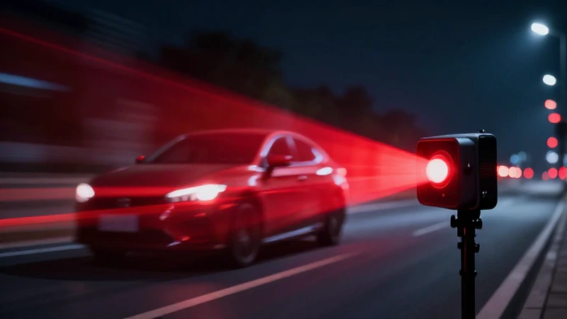 Coche veloz, luces rojas y diseño moderno
