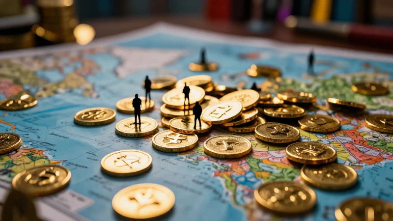Monedas antiguas danzan en un mapa del tesoro