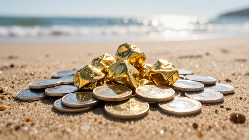 Tesoro brillante en la playa soleada