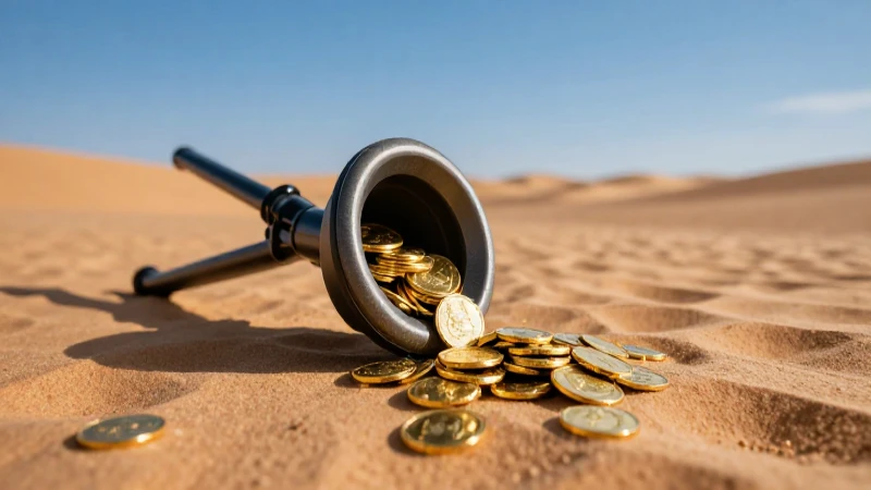 Monedas doradas brotan del desierto cinematográfico