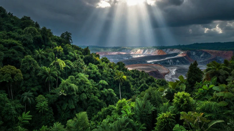 Contraste dramático: naturaleza exuberante versus minería árida