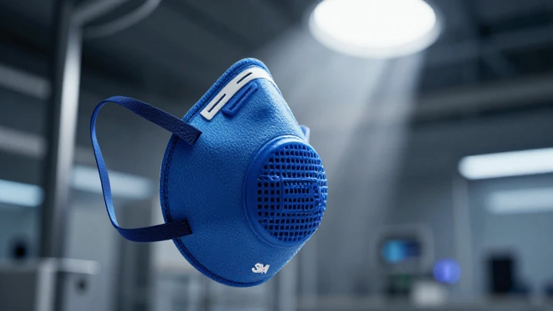 Máscara azul 3M en iluminación dramática